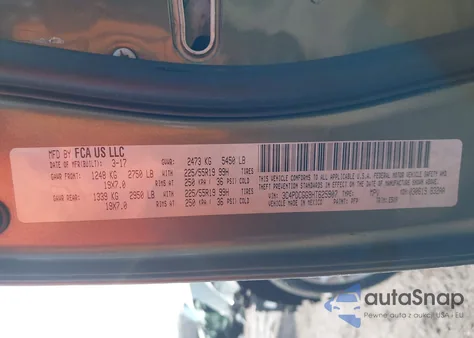 2017 Dodge Journey Crossroad z USA, uszkodzony, nr VIN 3C4PDCGG9HT625907